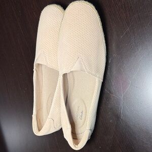 Clarks Light Beige Perforated Slip-On Espadrilles